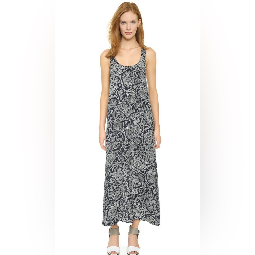 Theory Navy and White Paisley Maxi Dress